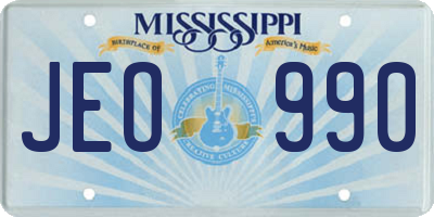 MS license plate JEO990