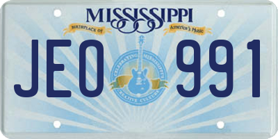 MS license plate JEO991