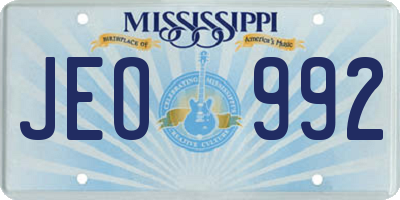 MS license plate JEO992