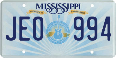 MS license plate JEO994