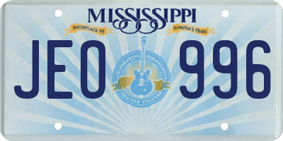 MS license plate JEO996