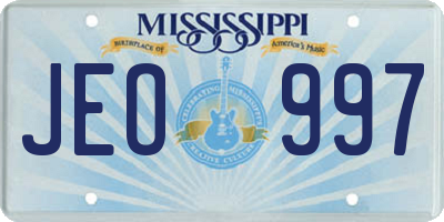 MS license plate JEO997