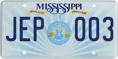 MS license plate JEP003