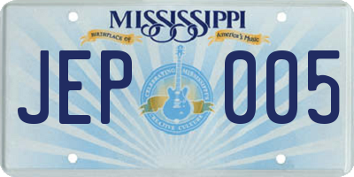 MS license plate JEP005
