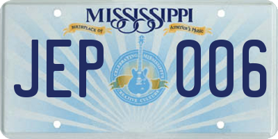MS license plate JEP006