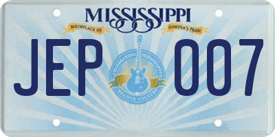 MS license plate JEP007