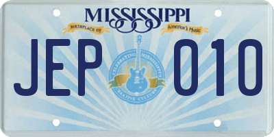 MS license plate JEP010