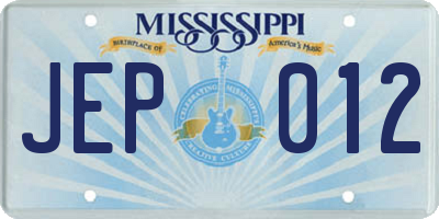 MS license plate JEP012