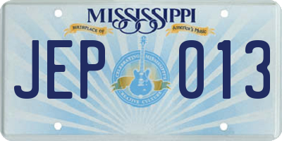 MS license plate JEP013