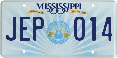 MS license plate JEP014