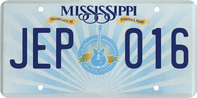 MS license plate JEP016