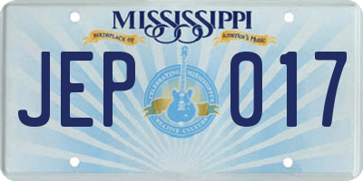 MS license plate JEP017