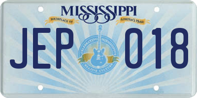 MS license plate JEP018