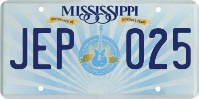 MS license plate JEP025