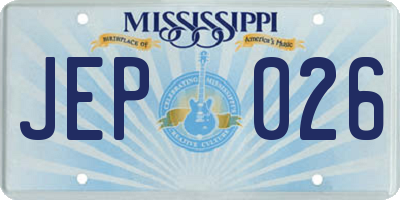 MS license plate JEP026