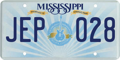 MS license plate JEP028