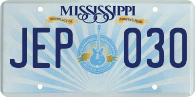MS license plate JEP030