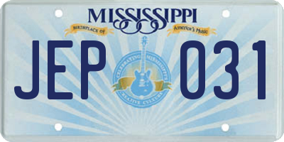 MS license plate JEP031