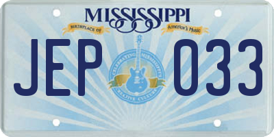 MS license plate JEP033