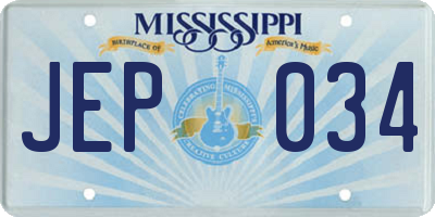 MS license plate JEP034
