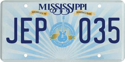 MS license plate JEP035