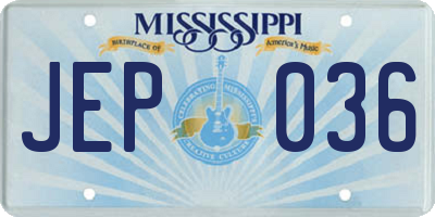 MS license plate JEP036