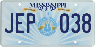 MS license plate JEP038