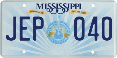 MS license plate JEP040