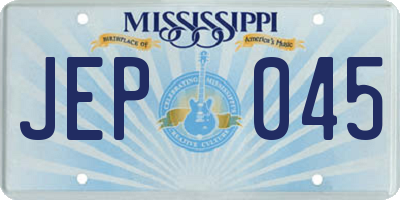 MS license plate JEP045