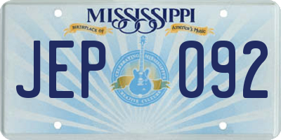 MS license plate JEP092
