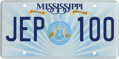 MS license plate JEP100