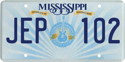 MS license plate JEP102