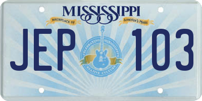 MS license plate JEP103