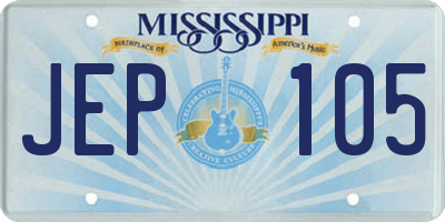 MS license plate JEP105