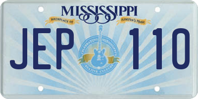 MS license plate JEP110