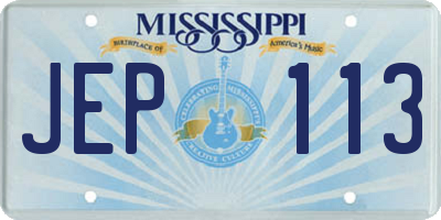 MS license plate JEP113