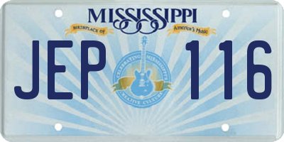 MS license plate JEP116