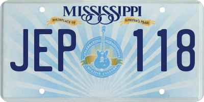 MS license plate JEP118