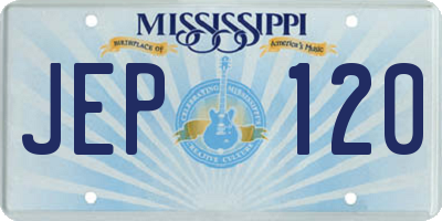 MS license plate JEP120