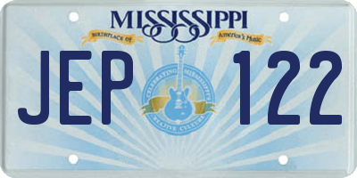 MS license plate JEP122