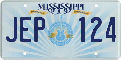 MS license plate JEP124
