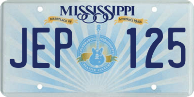 MS license plate JEP125