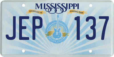 MS license plate JEP137