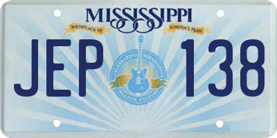 MS license plate JEP138
