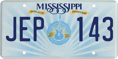 MS license plate JEP143