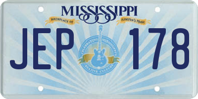 MS license plate JEP178