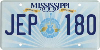 MS license plate JEP180