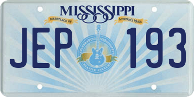 MS license plate JEP193