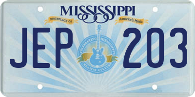 MS license plate JEP203