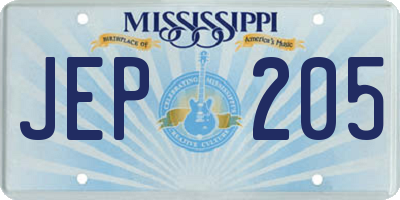 MS license plate JEP205